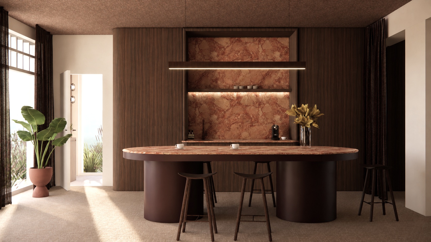 A workplace that feels like home. 🤎

Voor @redsimmobilien Schilde ontwierpen we een warm en huiselijk kantoor, waar natuurlijke materialen, diepe tinten en zachte vormen zorgen voor een uitnodigende sfeer.
De Reds bedrijfsvisie werd vertaald in een interieur dat karakter, comfort en professionaliteit samenbrengt.

#interiordesign #officedesign #interiorarchitecture #schilde #warminteriors
